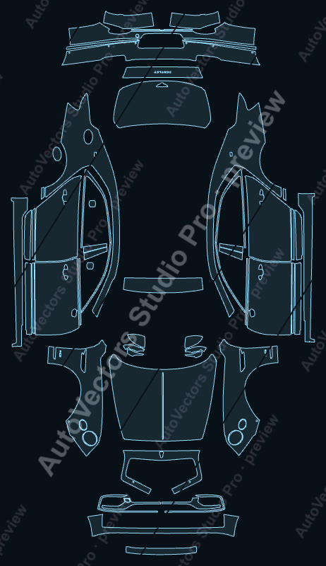 Bentley Flying Spur Base 2020 precut PPF pattern – watermarked preview from the cutting software