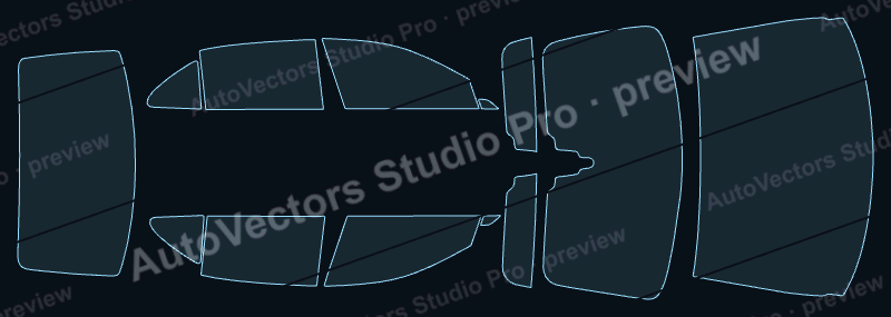 Bentley Flying Spur Base 2020 precut window film pattern – watermarked preview from the cutting software