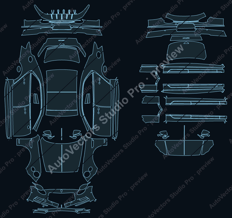 Bentley Flying Spur S 2027 precut PPF pattern – watermarked preview from the cutting software