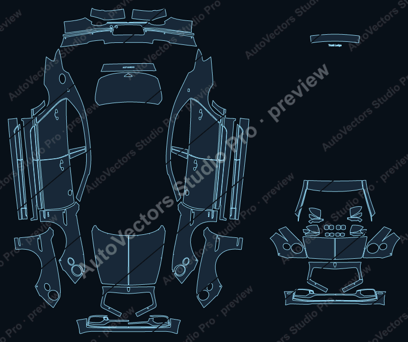 Bentley FM Flying Spur First Edition W12 2020 sedan precut PPF pattern – watermarked preview from the cutting software