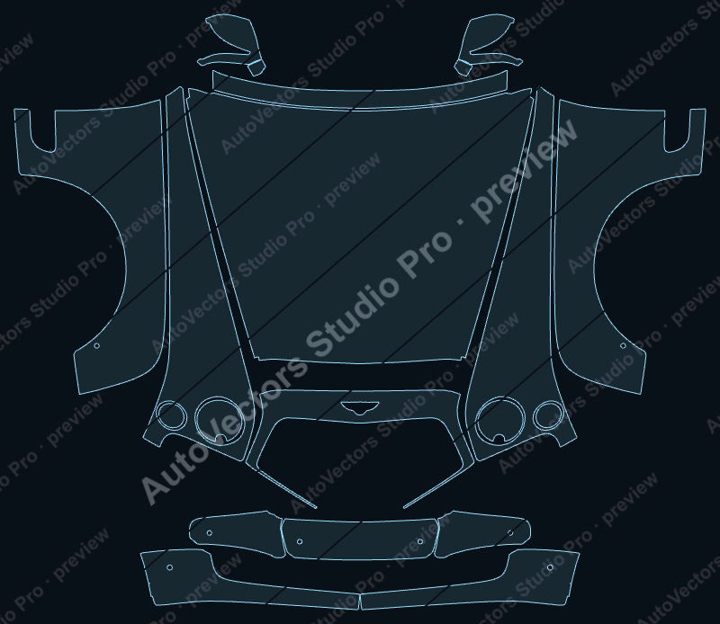 Bentley Mulsanne Base 2011 precut PPF pattern – watermarked preview from the cutting software