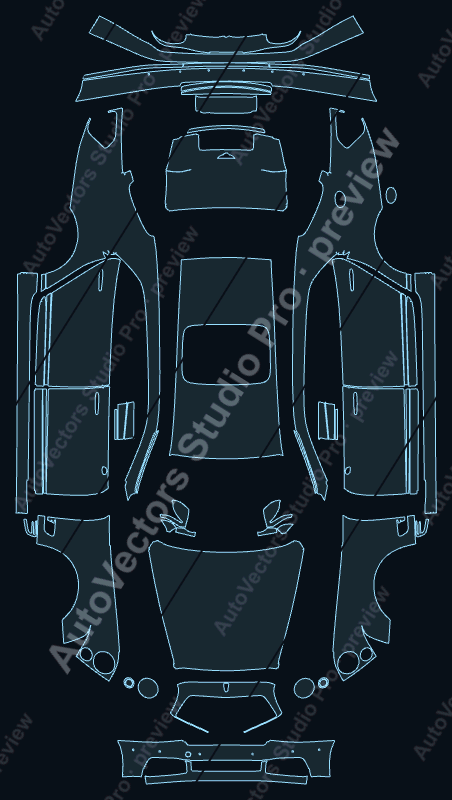 Bentley Mulsanne Base-Speed Extended Wheelbase 2017 precut PPF pattern – watermarked preview from the cutting software