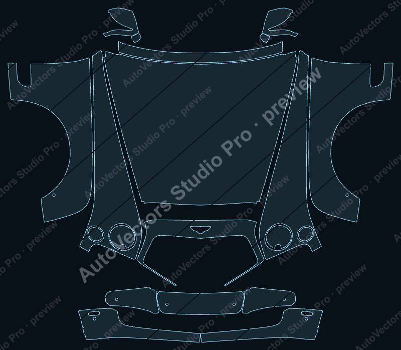 Bentley Mulsanne Mulliner LeMans-Mulliner 2011 precut PPF pattern – watermarked preview from the cutting software