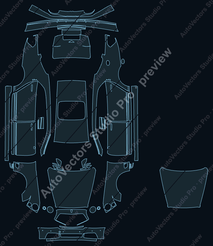 Bentley Mulsanne Speed-Base Standard Wheelbase 2017 precut PPF pattern – watermarked preview from the cutting software