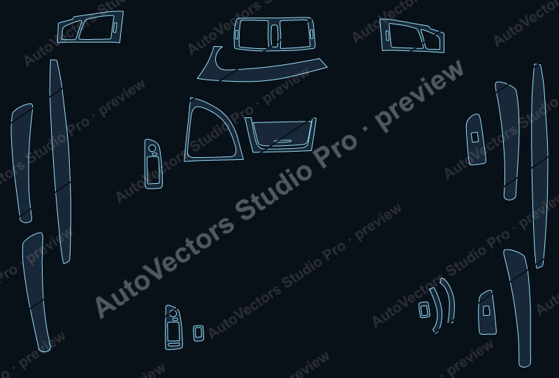 BMW 1 Series Base 2006 precut interior protection film pattern – watermarked preview from the cutting software