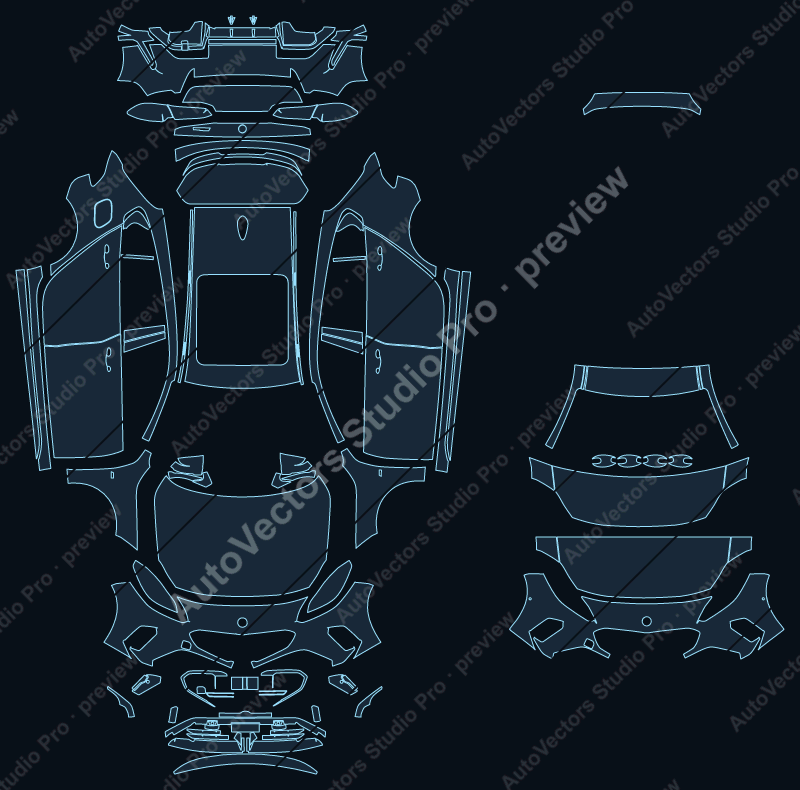 BMW 1 Series M135 2025 hatchback precut PPF pattern – watermarked preview from the cutting software