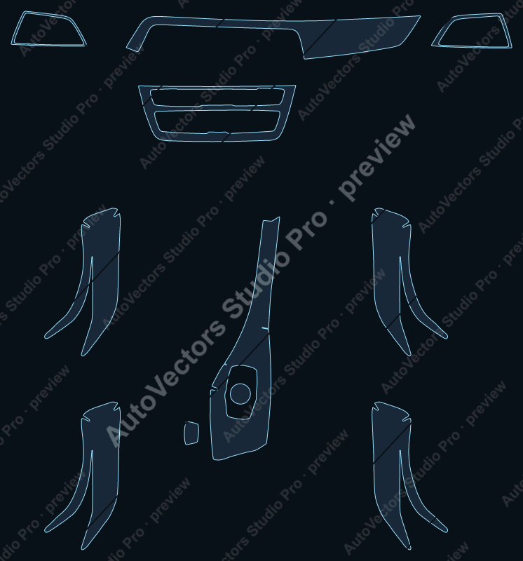 BMW 1 Series V1 2017 precut interior protection film pattern – watermarked preview from the cutting software