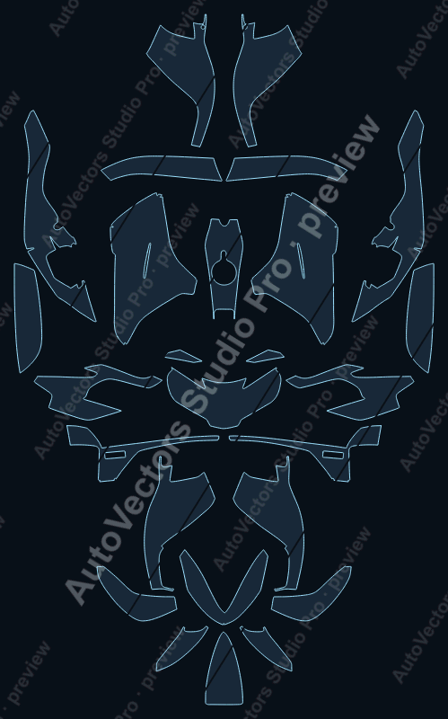 BMW 1200RT Base 2020 precut motorcycle PPF pattern – watermarked preview from the cutting software