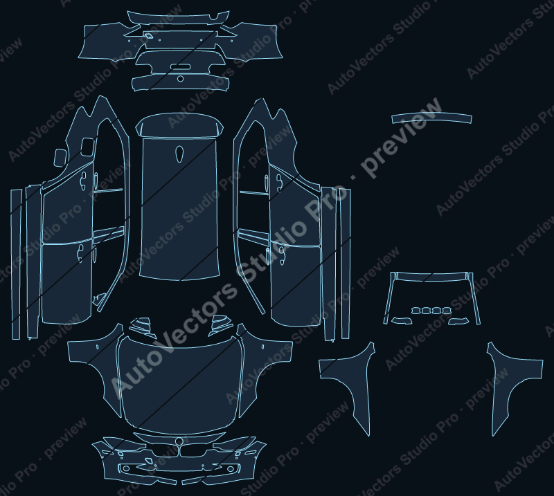 BMW 3 Series F31 Pre-Facelift 2013 touring precut PPF pattern – watermarked preview from the cutting software