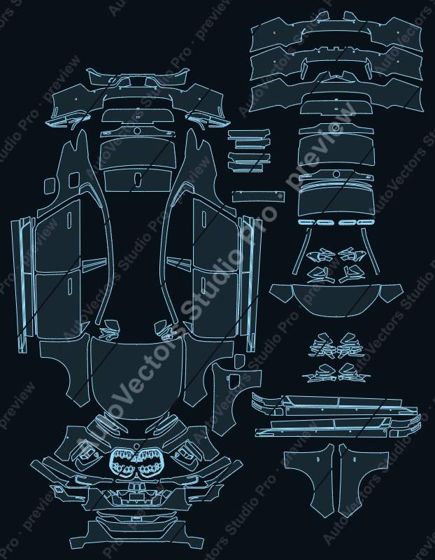 BMW 7 Series M70 G70 . 2023 sedan precut PPF pattern – watermarked preview from the cutting software