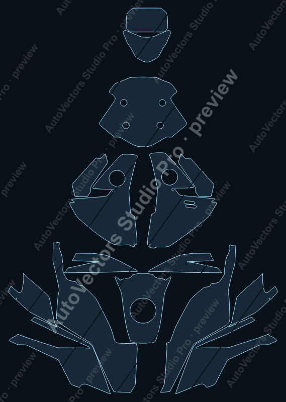 BMW Adventure F 900 GS Adventure 2024 precut motorcycle PPF pattern – watermarked preview from the cutting software