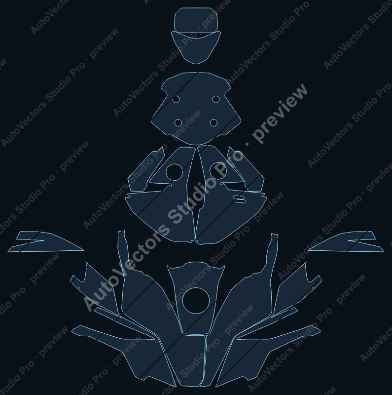 BMW Adventure F900 GS 2024 precut motorcycle PPF pattern – watermarked preview from the cutting software