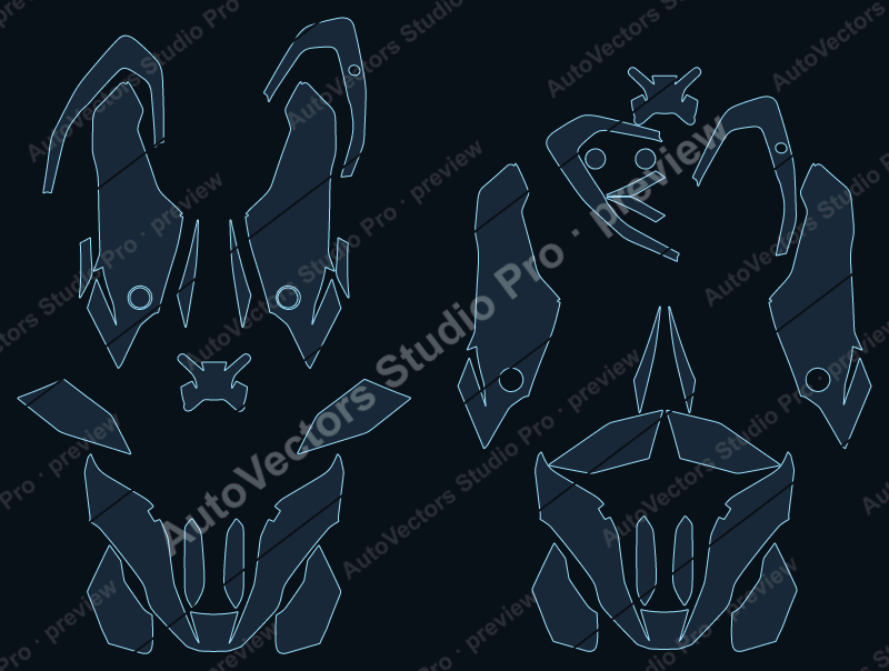 BMW Adventure R 1300 GS 2024 precut motorcycle PPF pattern – watermarked preview from the cutting software