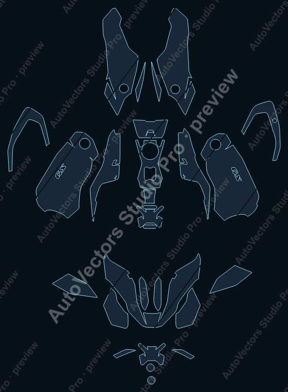 BMW Adventure R1300 GS Adventure 2024 precut motorcycle PPF pattern – watermarked preview from the cutting software