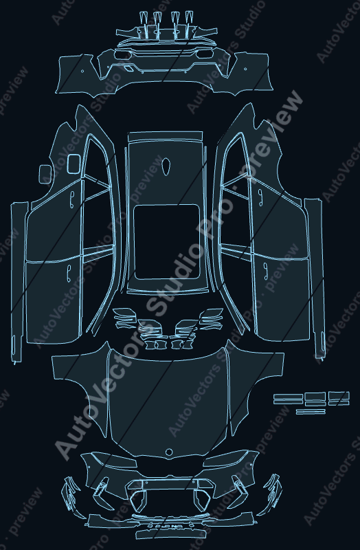 BMW Alpina B3 2023 touring precut PPF pattern – watermarked preview from the cutting software