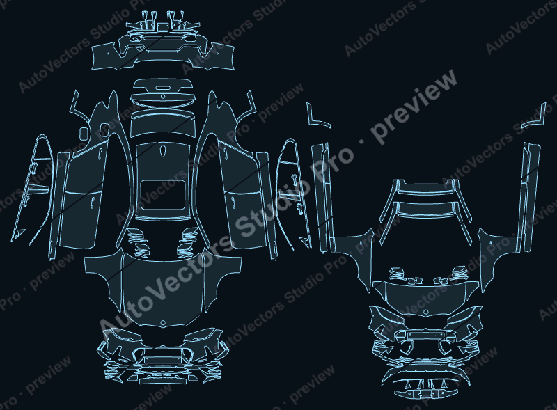 BMW Alpina B3 GT 2025 saloon precut PPF pattern – watermarked preview from the cutting software