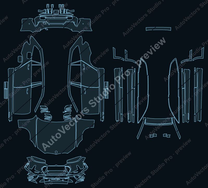 BMW Alpina B3 GT 2025 touring precut PPF pattern – watermarked preview from the cutting software
