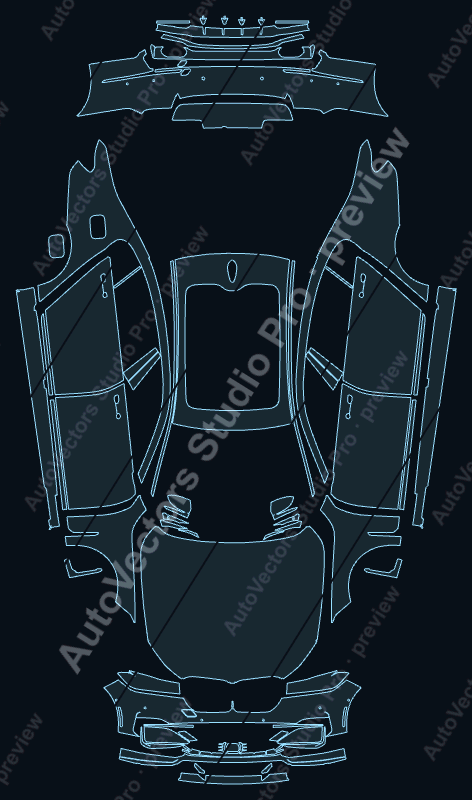 BMW Alpina B7 2022 sedan precut PPF pattern – watermarked preview from the cutting software
