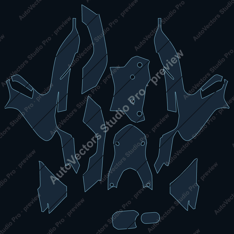 BMW F 700 GS 2015 precut motorcycle PPF pattern – watermarked preview from the cutting software
