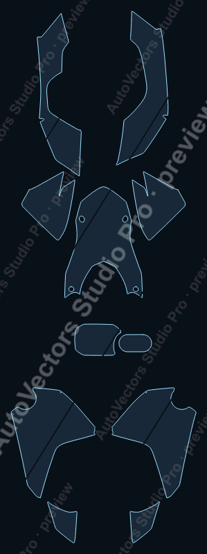 BMW F800 GS Base 2013 precut motorcycle PPF pattern – watermarked preview from the cutting software