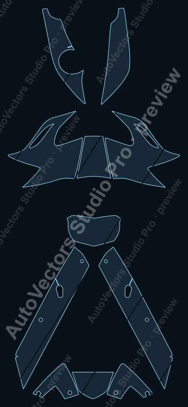 BMW F800 GT Base 2013 precut motorcycle PPF pattern – watermarked preview from the cutting software
