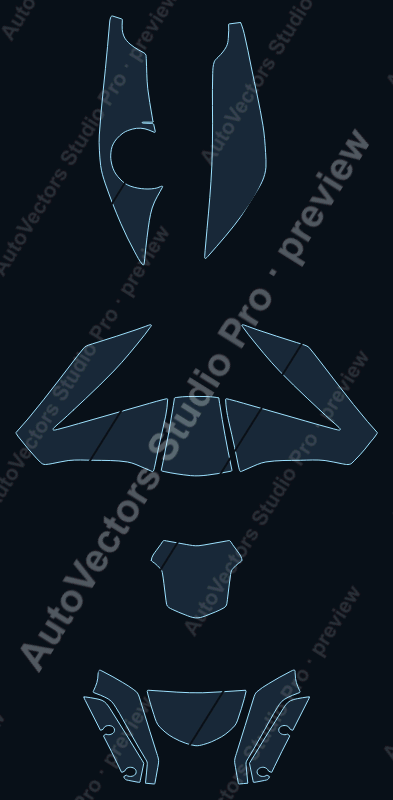 BMW F800R Base 2015 precut motorcycle PPF pattern – watermarked preview from the cutting software