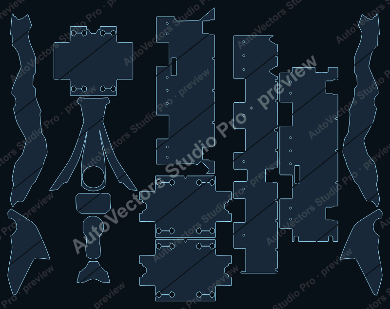 BMW F850 GS 2019 precut motorcycle PPF pattern – watermarked preview from the cutting software