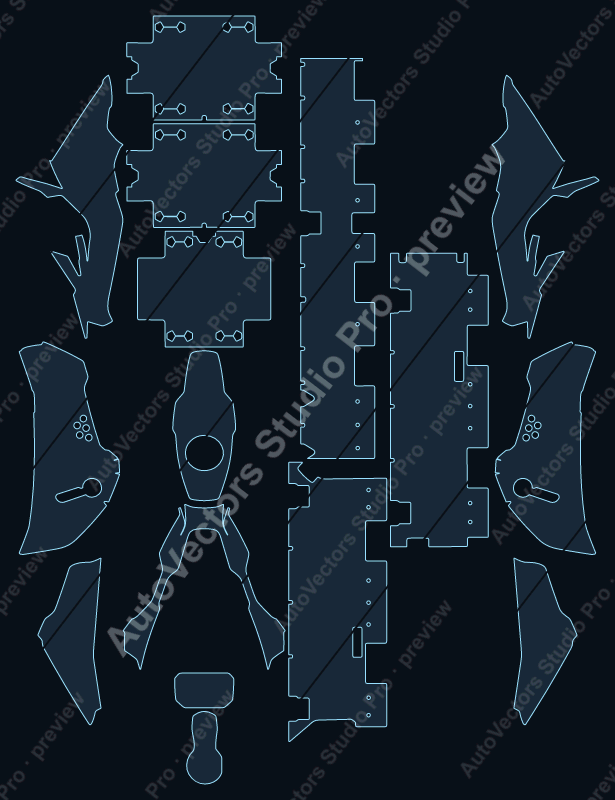 BMW F850 GS Adventure 2019 precut motorcycle PPF pattern – watermarked preview from the cutting software