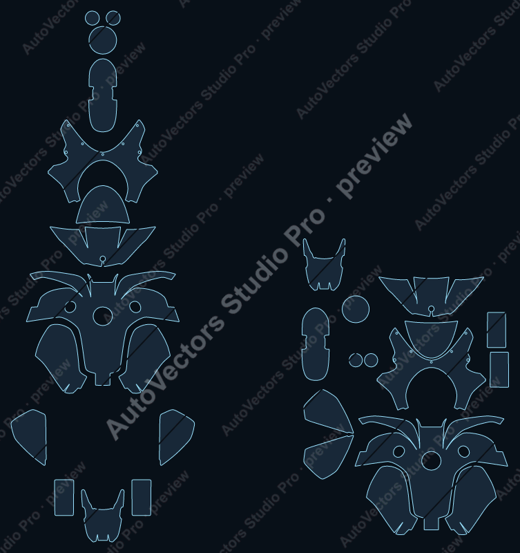 BMW Heritage R 12 NineT 2025 precut motorcycle PPF pattern – watermarked preview from the cutting software