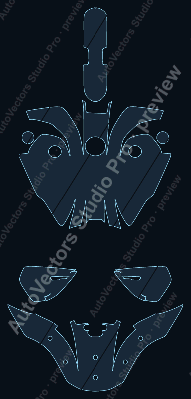 BMW Heritage R12 2025 precut motorcycle PPF pattern – watermarked preview from the cutting software