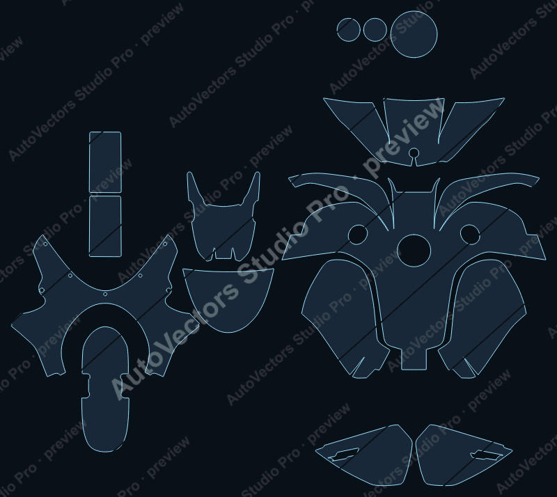 BMW Heritage R12 Nine S 2025 precut motorcycle PPF pattern – watermarked preview from the cutting software