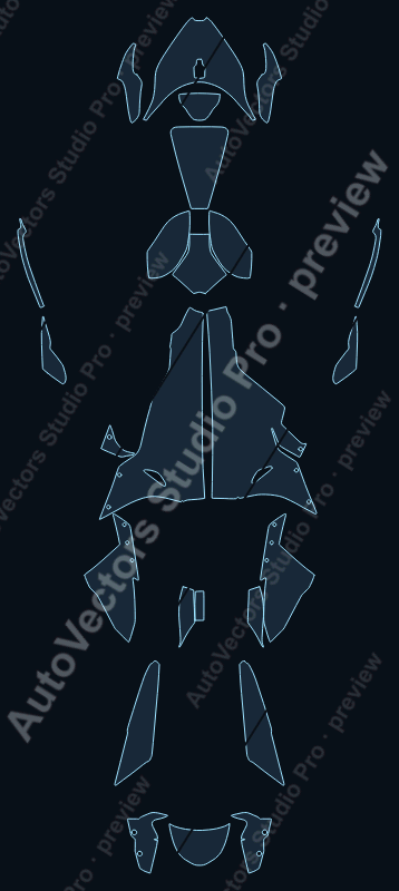BMW HP4 Race Base 2017 precut motorcycle PPF pattern – watermarked preview from the cutting software