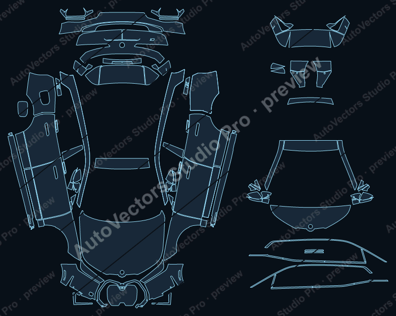 BMW iX Base 2022 SUV full kit precut PPF pattern – watermarked preview from the cutting software