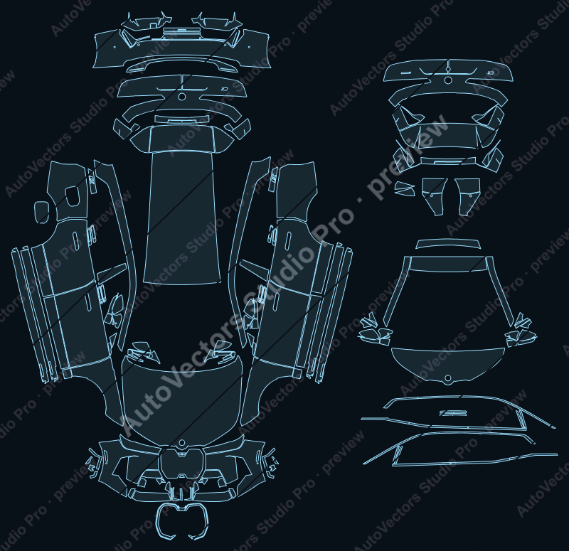 BMW iX M-Sport Facelift 2026 SUV precut PPF pattern – watermarked preview from the cutting software