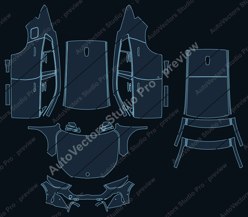 BMW iX2 Xdrive30 Base 2025 full kit precut PPF pattern – watermarked preview from the cutting software