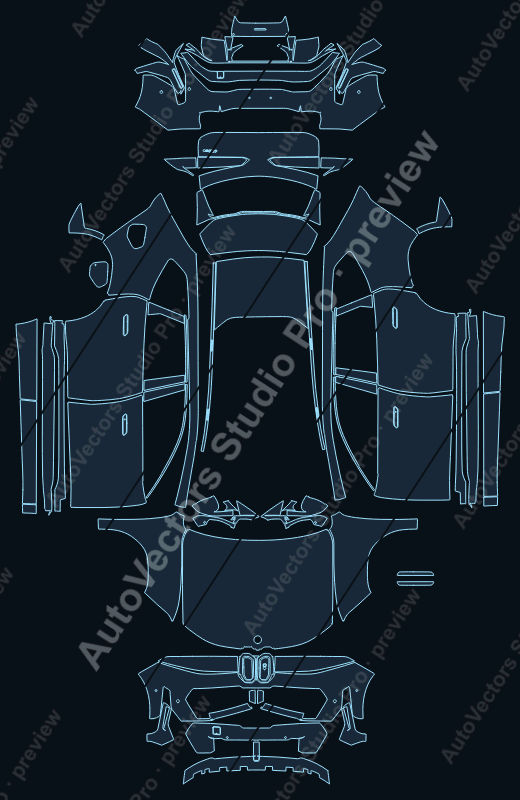 BMW iX3 M Sport 2026 precut PPF pattern – watermarked preview from the cutting software