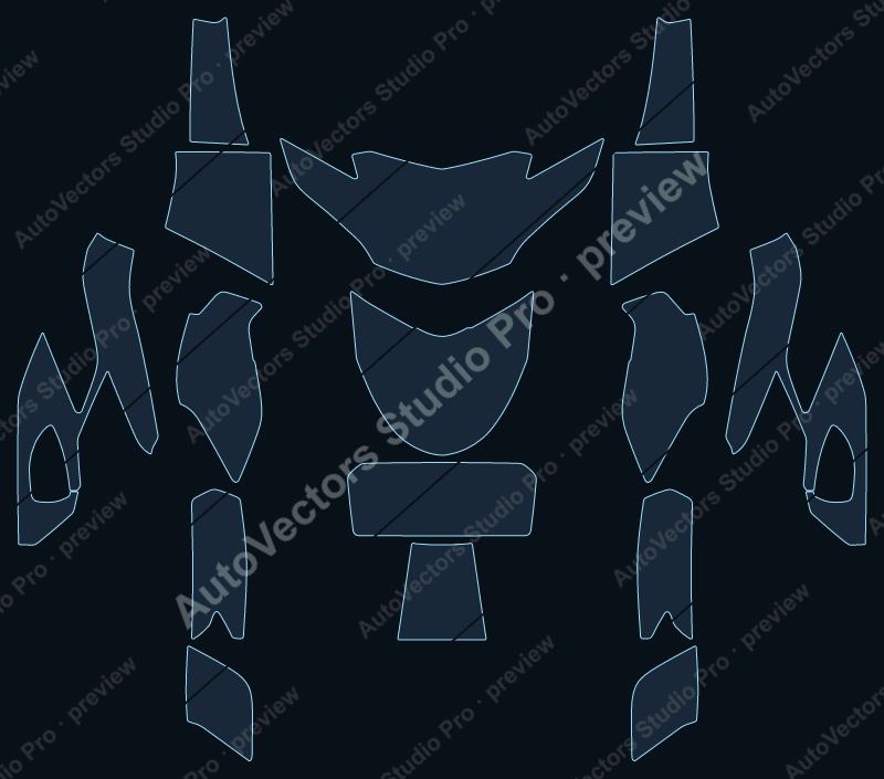 BMW K 1600 B 719 Midnight Base 2021 precut motorcycle PPF pattern – watermarked preview from the cutting software