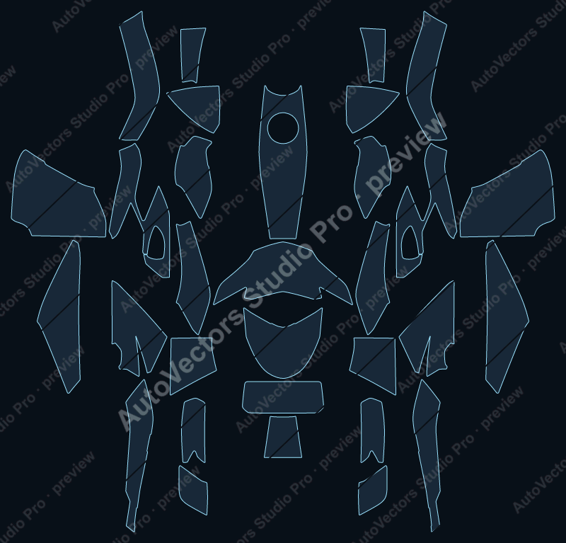 BMW K 1600 B Base 2020 precut motorcycle PPF pattern – watermarked preview from the cutting software