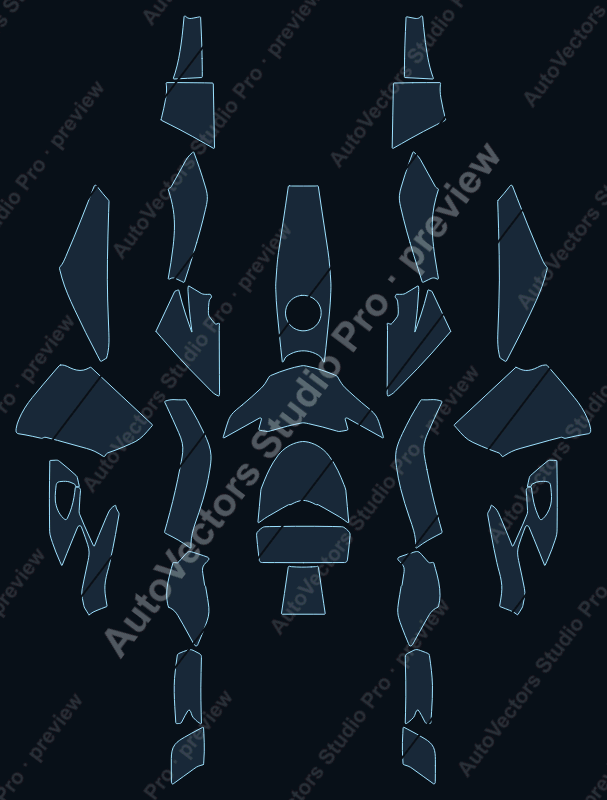 BMW K 1600 Grand America Base 2020 precut motorcycle PPF pattern – watermarked preview from the cutting software