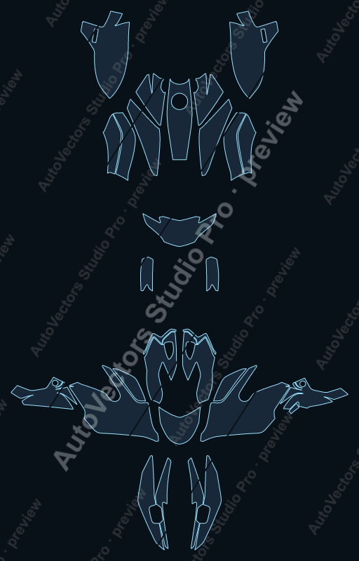 BMW K 1600 GT 2022 precut motorcycle PPF pattern – watermarked preview from the cutting software