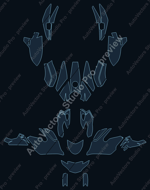 BMW K 1600 GT 2024 precut motorcycle PPF pattern – watermarked preview from the cutting software