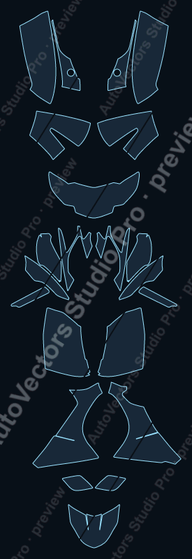BMW K 1600 GTL Base 2017 precut motorcycle PPF pattern – watermarked preview from the cutting software