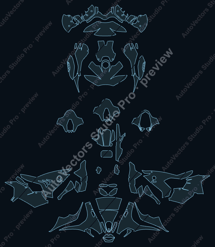 BMW M1000RR 2025 precut motorcycle PPF pattern – watermarked preview from the cutting software