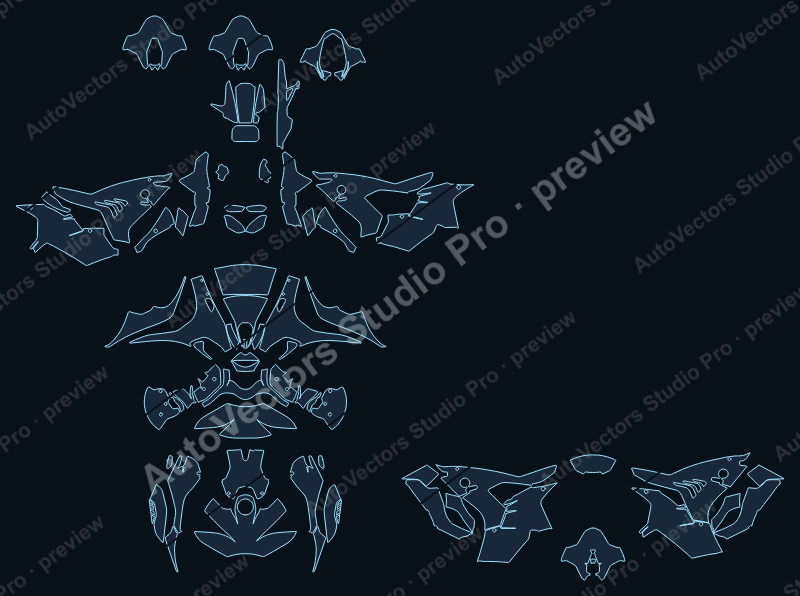 BMW M1000RR Base 2025 precut motorcycle PPF pattern – watermarked preview from the cutting software