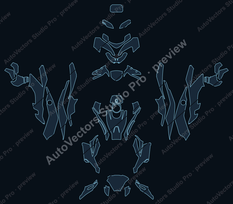 BMW M1000XR Base 2025 precut motorcycle PPF pattern – watermarked preview from the cutting software