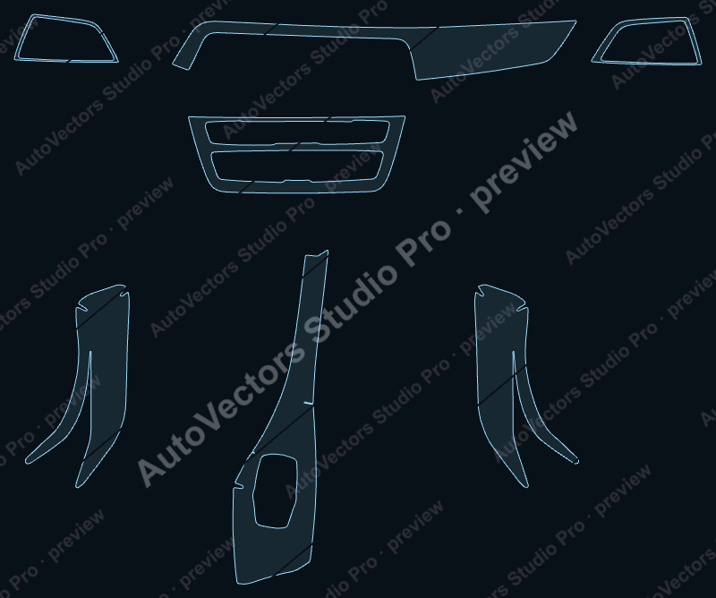 BMW M2 Base 2018 precut interior protection film pattern – watermarked preview from the cutting software