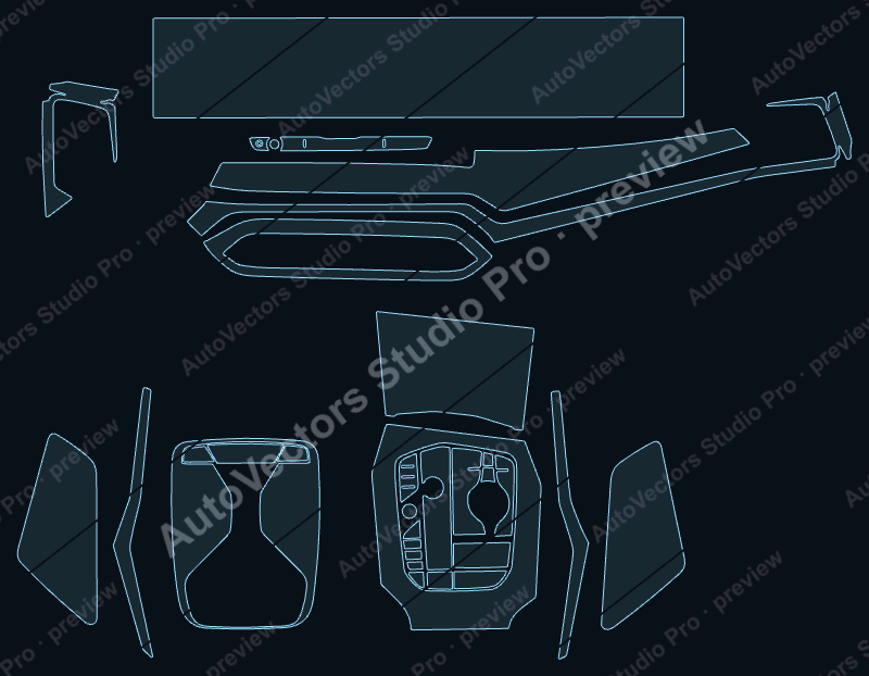 BMW M2 Base 2023 precut interior protection film pattern – watermarked preview from the cutting software