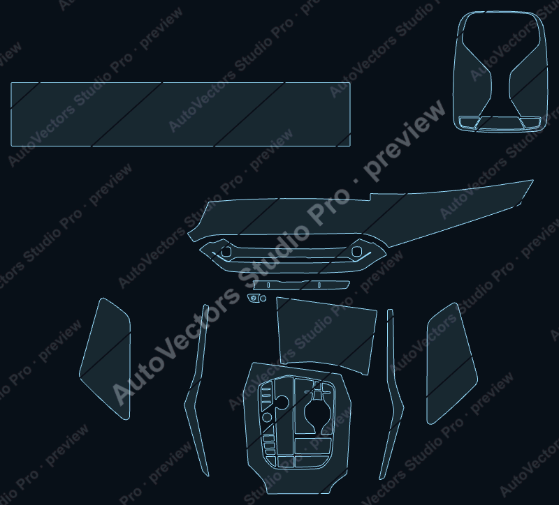 BMW M2 Base 2025 precut interior protection film pattern – watermarked preview from the cutting software