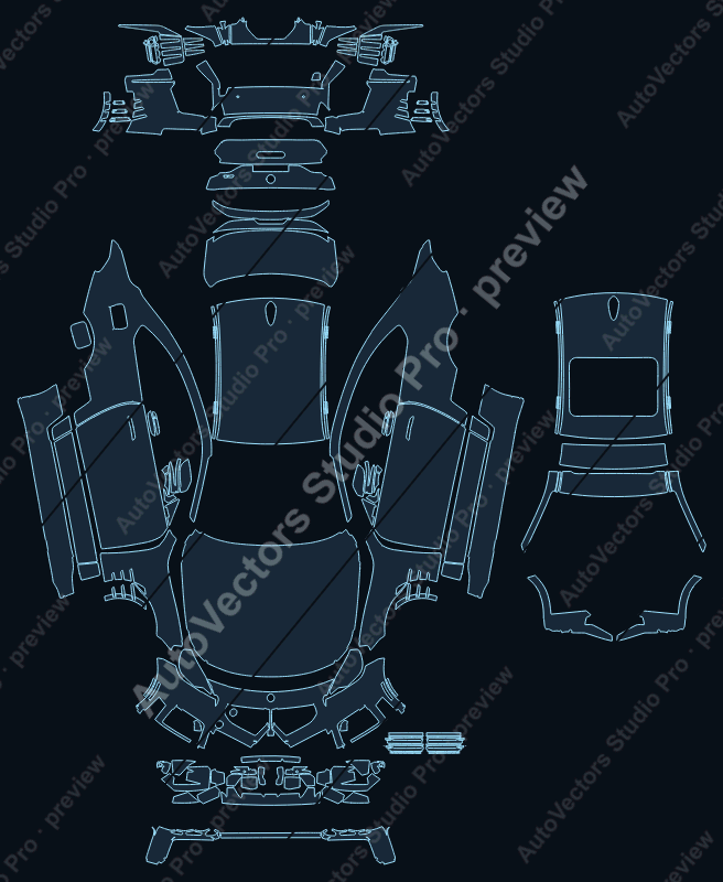 BMW M2 M Performance 2023 full kit precut PPF pattern – watermarked preview from the cutting software