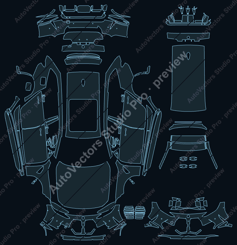 BMW M3 Base 2022 touring full kit precut PPF pattern – watermarked preview from the cutting software